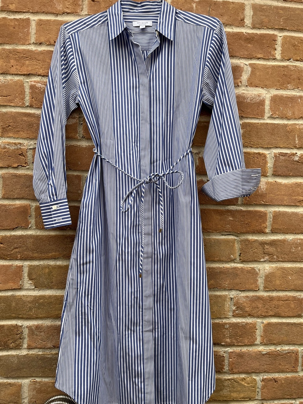 NEW Ann Taylor Weekend Striped Midi Shirtdress XS